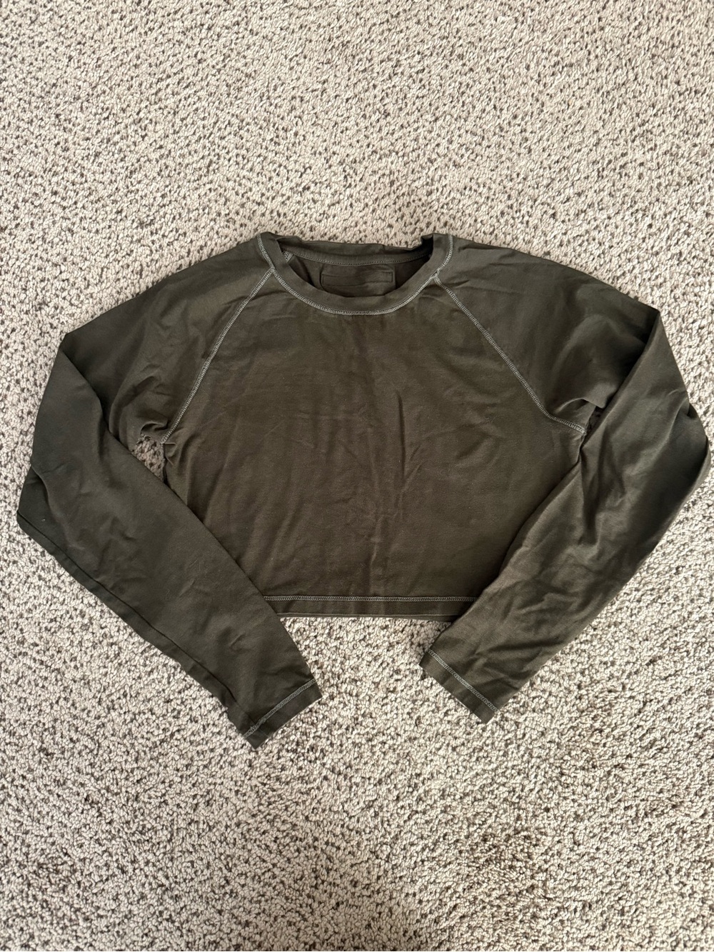 Alphalete Olive Green Long Sleeve Crop Top